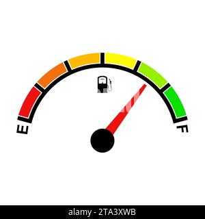 Fuel indicator for gas, petrol, gasoline, diesel level count. Fuel gauge scales icon. Car gauge for measuring fuel consumption and control gas tank Stock Vector