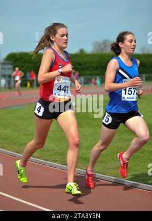 Rebecca Murray (Birmingham University) competing in the senior women’s 800m at the BUCS (British Universities and Colleges Sport) Championships, Bedfo Stock Photo