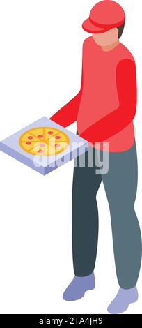 Pizza man icon isometric vector. Funny fastfood worker. Meal restaurant courier Stock Vector