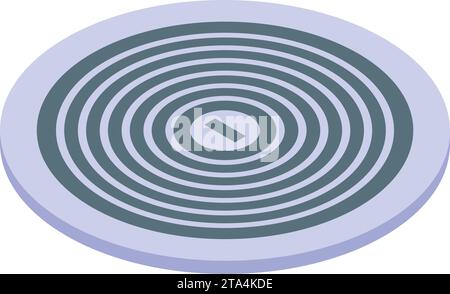 Round rfid chip icon isometric vector. Antenna smart. Tag radio system Stock Vector