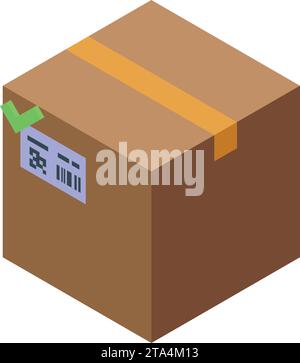 Parcel rfid scan icon isometric vector. Smart reader tag. Chip security check Stock Vector