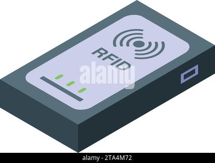 Circuit square tag icon isometric vector. Radio city security. Reader tag Stock Vector