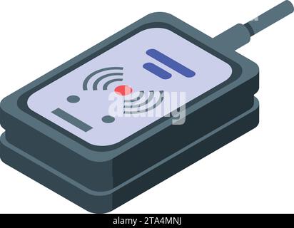 Radio tag rfid icon isometric vector. Label copper digital. Entry reader Stock Vector