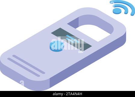Smart tag reader icon isometric vector. Door lock entry. Reader radio Stock Vector