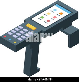 Control pad rfid icon isometric vector. Access reader tag. Chip copper label Stock Vector
