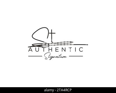 ST Signature Logo Template Vector. Stock Vector