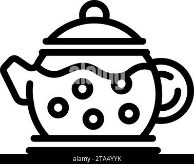 Bubble teapot icon outline vector. Iced tea kettle. Asian tapioca pearls Stock Vector