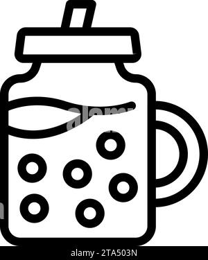 Bubble tea bottle icon outline vector. Coffee milky smoothie. Boba Asian tea Stock Vector