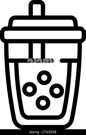 Refreshment bubble tea icon outline vector. Delectable balls drink. Asian tapioca pearls Stock Vector
