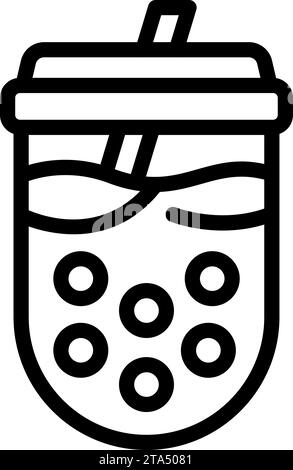 Takeaway Boba tea icon outline vector. Drinking tapioca pearls smoothie. Fruity milky tea Stock Vector