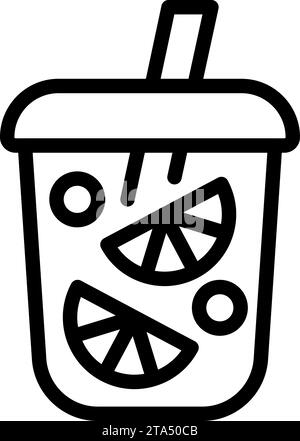 Fruity bubble tea icon outline vector. Iced bubbly beverage. Taiwanese pearl tea Stock Vector