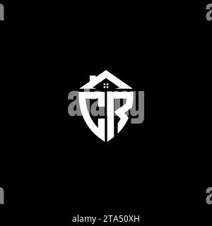 CR initials premium shield logo monogram with home designs modern templates Stock Vector