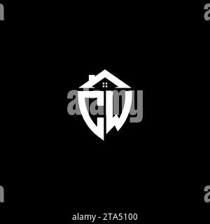 CW initials premium shield logo monogram with home designs modern templates Stock Vector