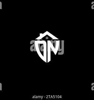 DN initials premium shield logo monogram with home designs modern templates Stock Vector