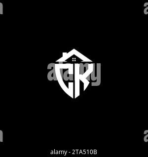CK initials premium shield logo monogram with home designs modern templates Stock Vector