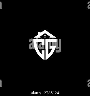 CG initials premium shield logo monogram with home designs modern templates Stock Vector