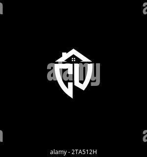 CU initials premium shield logo monogram with home designs modern templates Stock Vector