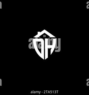 DH initials premium shield logo monogram with home designs modern templates Stock Vector