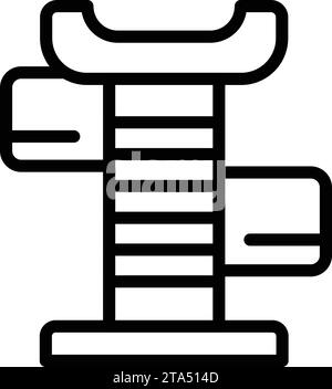 Cat climbing scratcher icon outline vector. Clawing kitten scratching tool. Feline household accessory Stock Vector