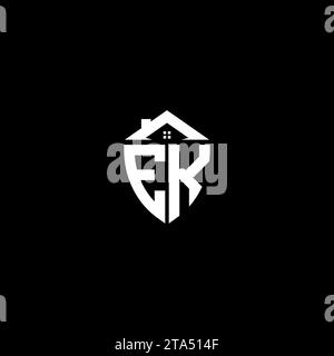 EK initials premium shield logo monogram with home designs modern templates Stock Vector
