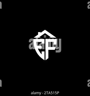 EF initials premium shield logo monogram with home designs modern templates Stock Vector