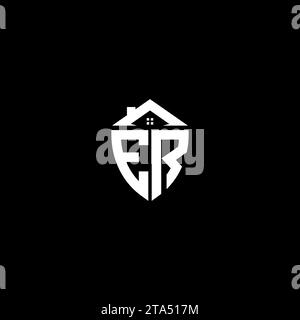 ER initials premium shield logo monogram with home designs modern templates Stock Vector