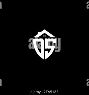 DS initials premium shield logo monogram with home designs modern templates Stock Vector