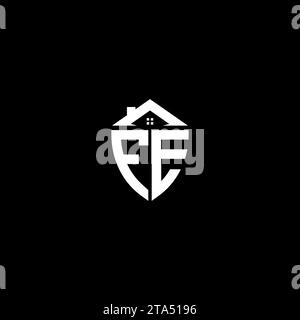 FE initials premium shield logo monogram with home designs modern templates Stock Vector