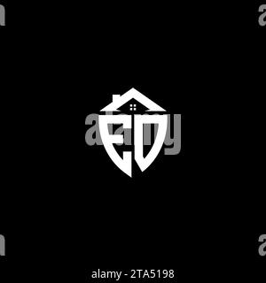 EO initials premium shield logo monogram with home designs modern templates Stock Vector