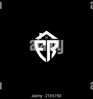 FR initials premium shield logo monogram with home designs modern templates Stock Vector