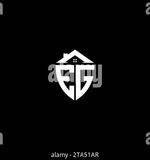 EG initials premium shield logo monogram with home designs modern templates Stock Vector
