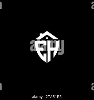 EH initials premium shield logo monogram with home designs modern templates Stock Vector