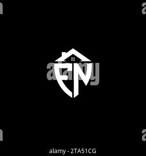 FN initials premium shield logo monogram with home designs modern templates Stock Vector