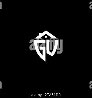 GU initials premium shield logo monogram with home designs modern templates Stock Vector