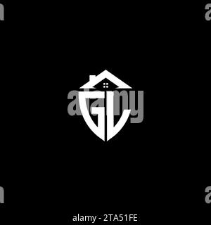 GL initials premium shield logo monogram with home designs modern templates Stock Vector