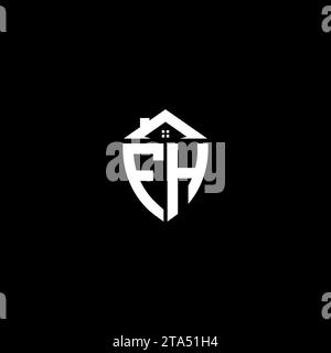 FH initials premium shield logo monogram with home designs modern templates Stock Vector