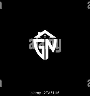 GN initials premium shield logo monogram with home designs modern templates Stock Vector