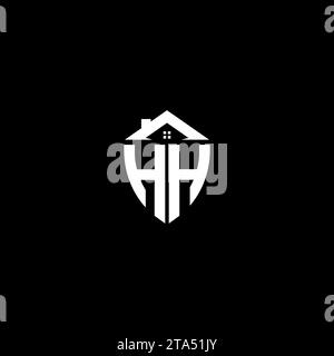 HH initials premium shield logo monogram with home designs modern templates Stock Vector