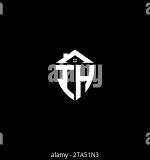 IH initials premium shield logo monogram with home designs modern templates Stock Vector