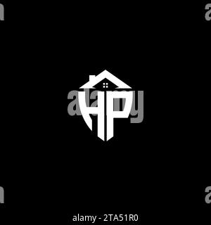HP initials premium shield logo monogram with home designs modern templates Stock Vector