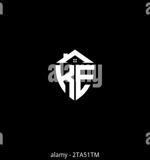 KE initials premium shield logo monogram with home designs modern templates Stock Vector