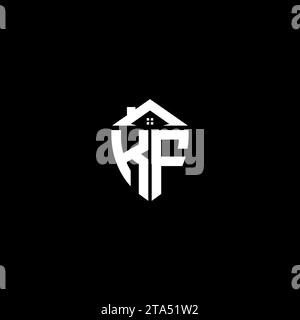 KF initials premium shield logo monogram with home designs modern templates Stock Vector