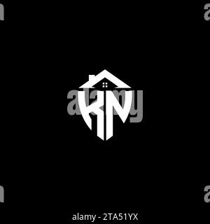 KN initials premium shield logo monogram with home designs modern templates Stock Vector