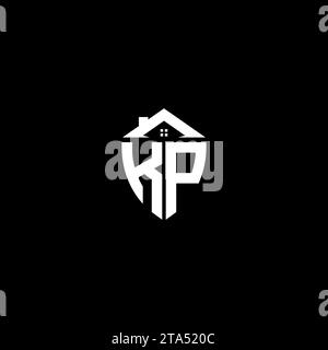 KP initials premium shield logo monogram with home designs modern templates Stock Vector