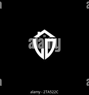 LD initials premium shield logo monogram with home designs modern templates Stock Vector