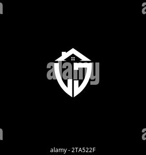 LJ initials premium shield logo monogram with home designs modern templates Stock Vector