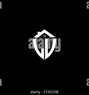 LV initials premium shield logo monogram with home designs modern templates Stock Vector