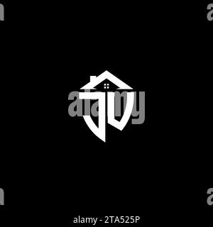 JU initials premium shield logo monogram with home designs modern templates Stock Vector