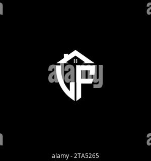 LF initials premium shield logo monogram with home designs modern templates Stock Vector