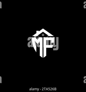 MF initials premium shield logo monogram with home designs modern templates Stock Vector